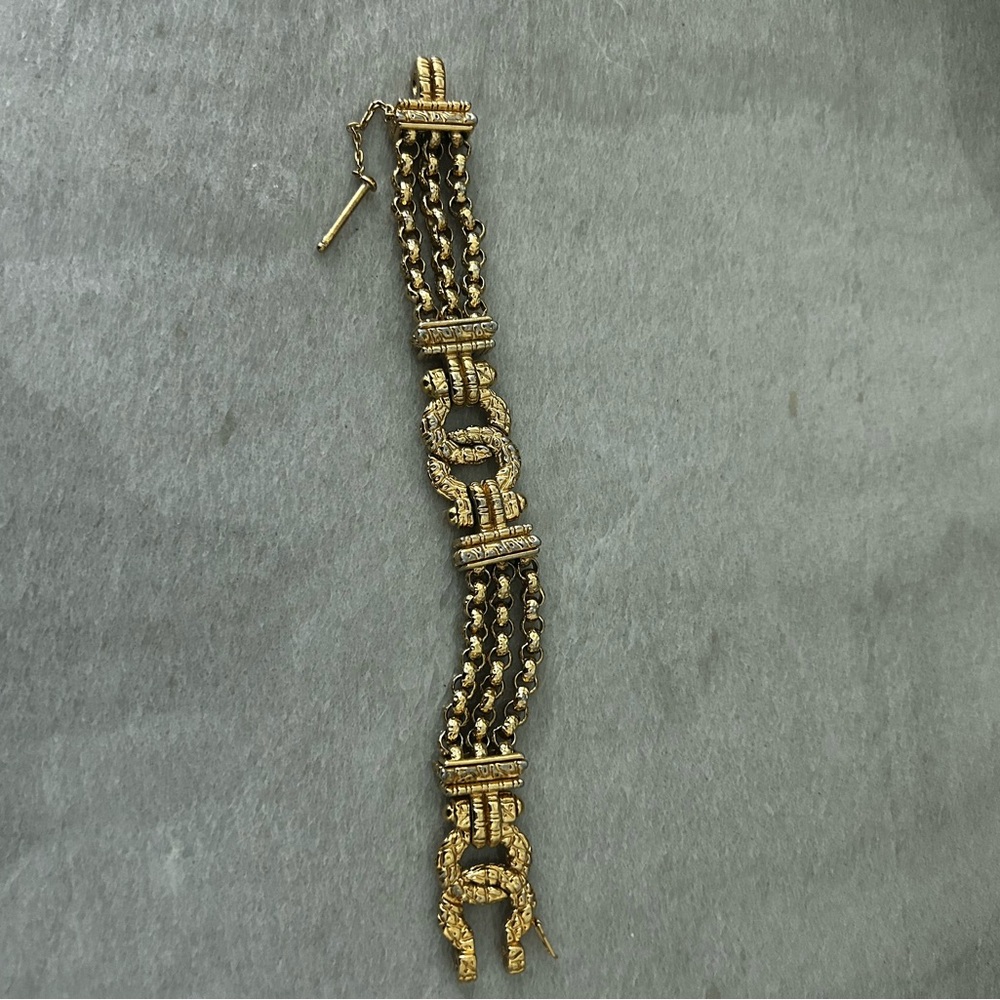 St. John Gold Tone Multi-Strand Link Bracelet